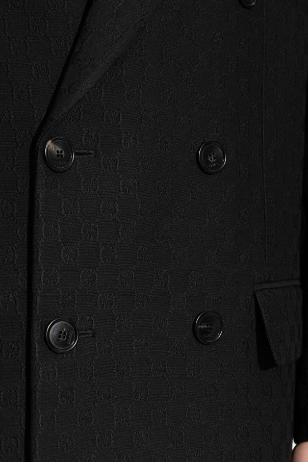 【美品】 DEVICE COAT DUAL POINT / Black（3） Black Double-breasted coat with GG pattern Gucci - Vitkac Italy